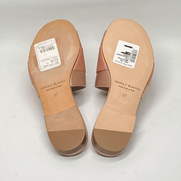 Manolo Blahnik Beige Satin Jewel Buckled Flat Sandals size 37 - Picture 14 of 15